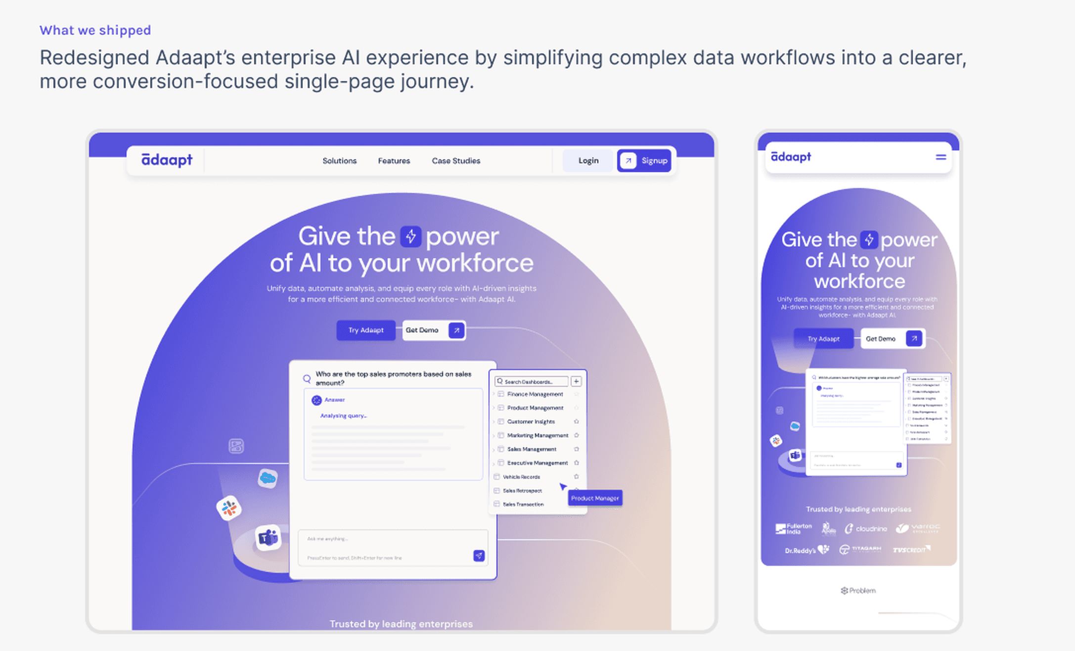 Adaapt responsive landing page preview