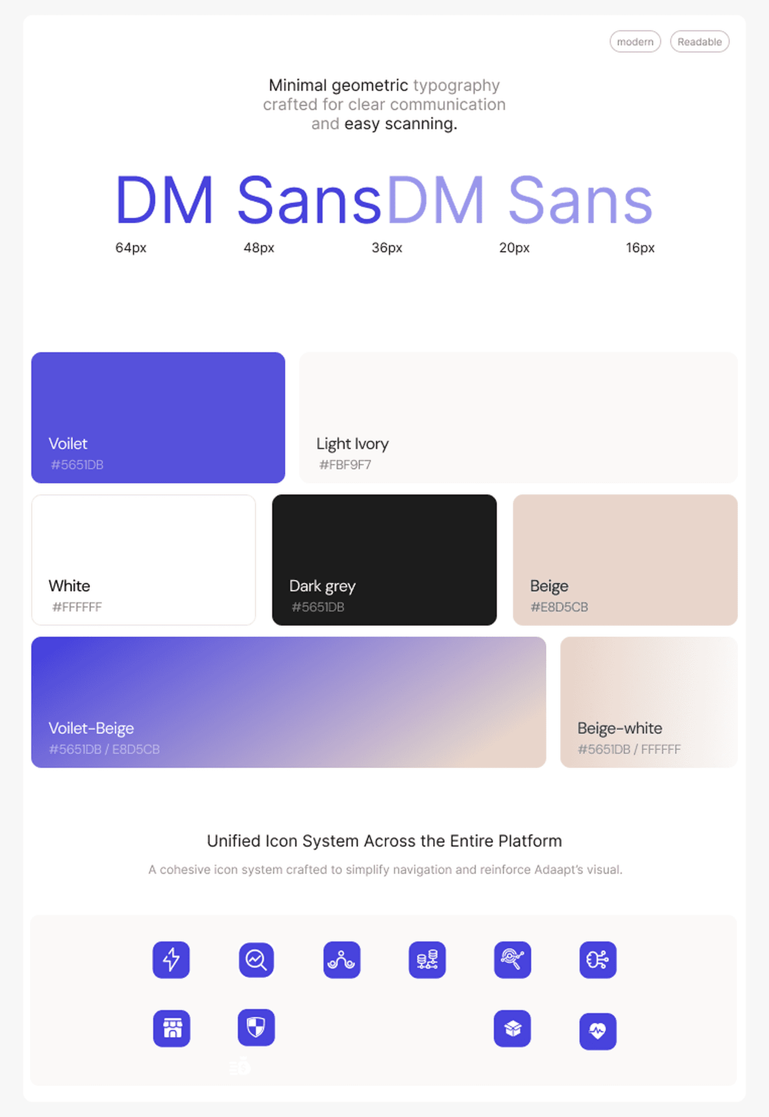 Adaapt typography, colors, and icon tokens