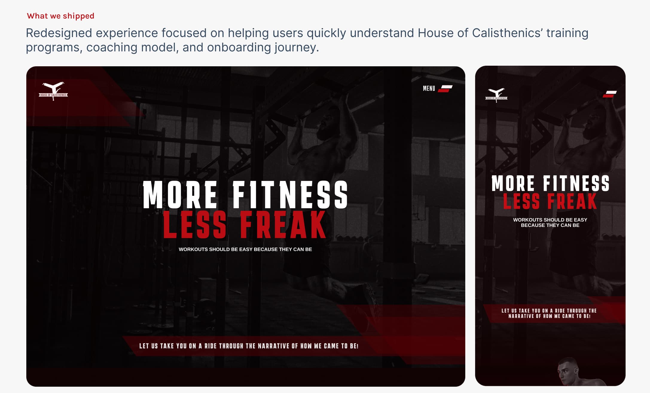 House of Calisthenics desktop and mobile website preview