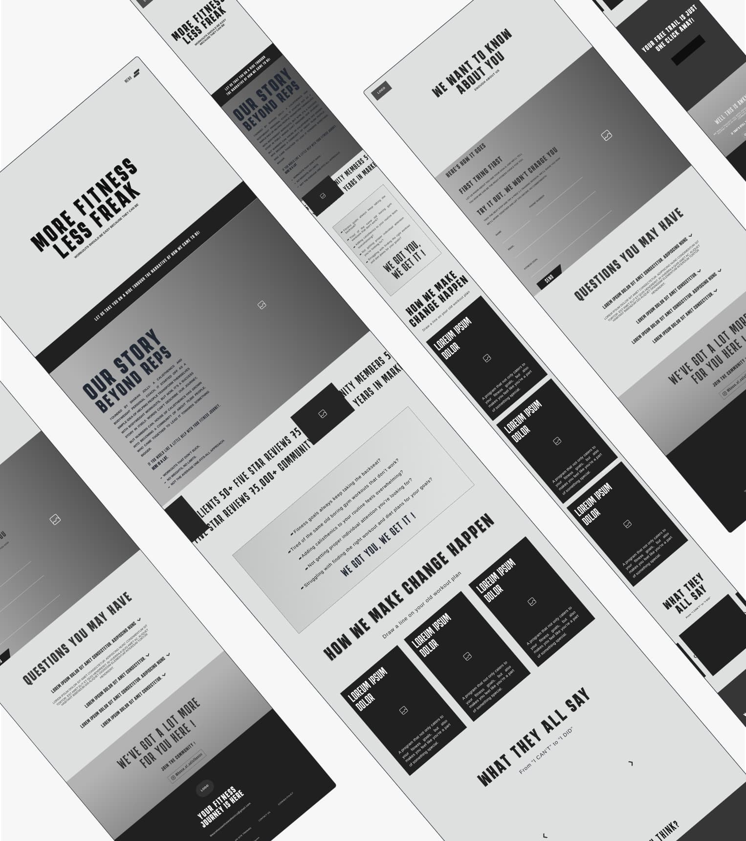 House of Calisthenics wireframes
